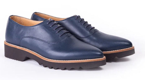 Women's Navy, 3 Piece Oxford Laceup. Made in Italy