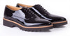 Women's Patent Black, 3 Piece Oxford Laceup. Made in Italy