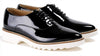 Women's Patent Black, 3 Piece Oxford Laceup. Made in Italy