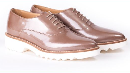 Women's Patent Bronz, 3 Piece Oxford Laceup. Made in Italy