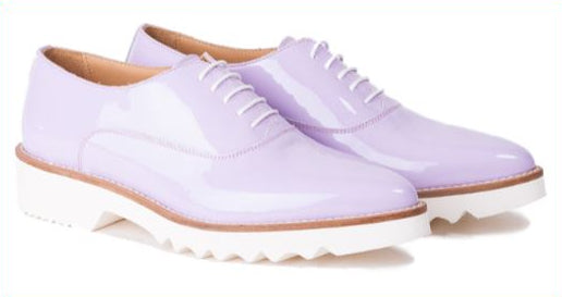 Women's Patent Lavender, 3 Piece Oxford Laceup. Made in Italy