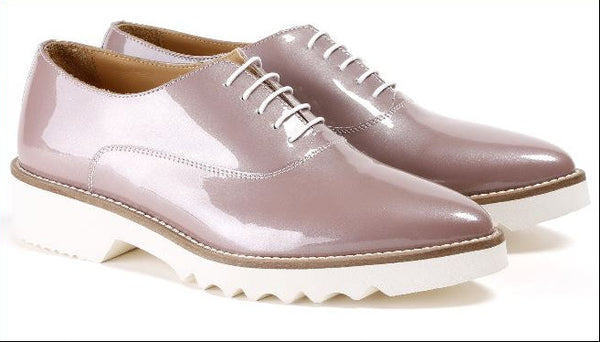 Women's Patent Mauve, 3 Piece Oxford Laceup. Made in Italy