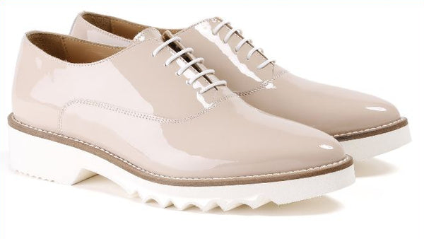 Women's Patent Nude, 3 Piece Oxford Laceup. Made in Italy
