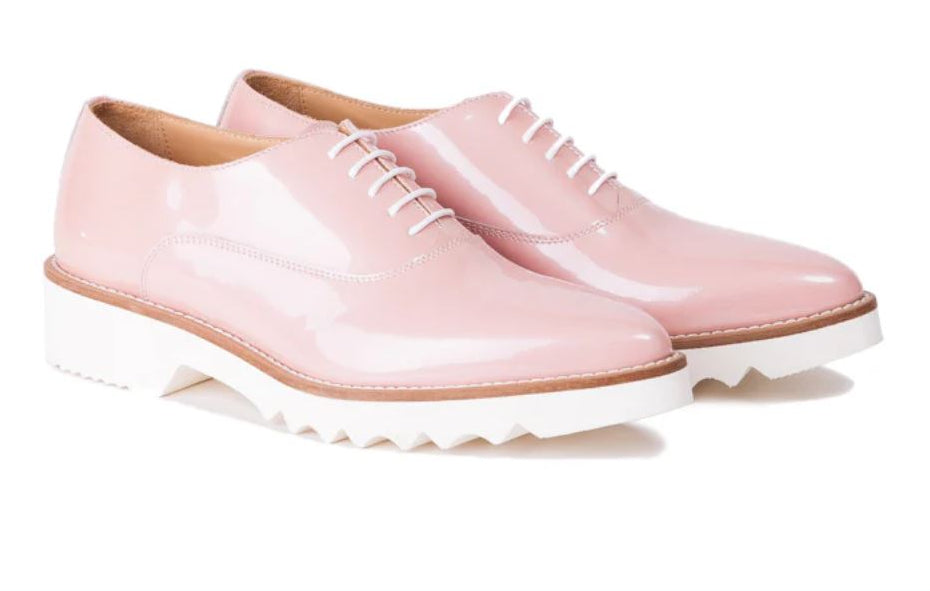 Women's Salmon Pink, 3 Piece Oxford Laceup. Made in Italy
