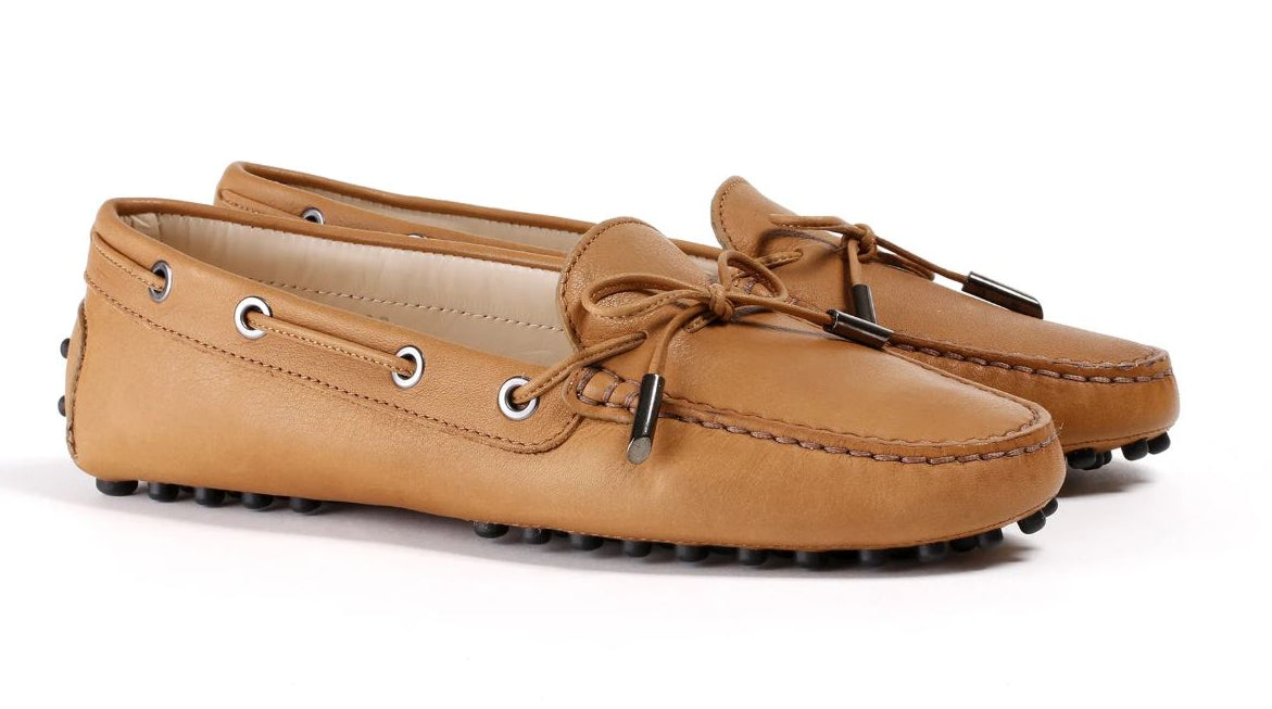 Women's Tan Driver Mocassin. Made in Italy