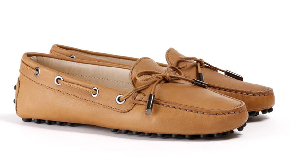 Woman's Tan Driver Mocassin. Made in Italy