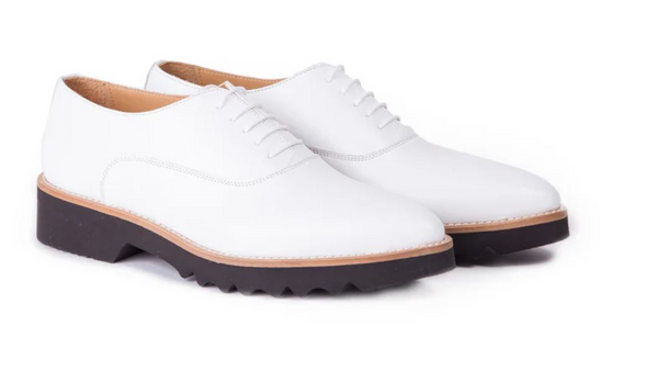 Women's White, 3 Piece Oxford Laceup. Made in Italy