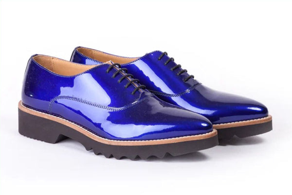 Women's Ink Blue, 3 Piece Oxford Laceup. Made in Italy