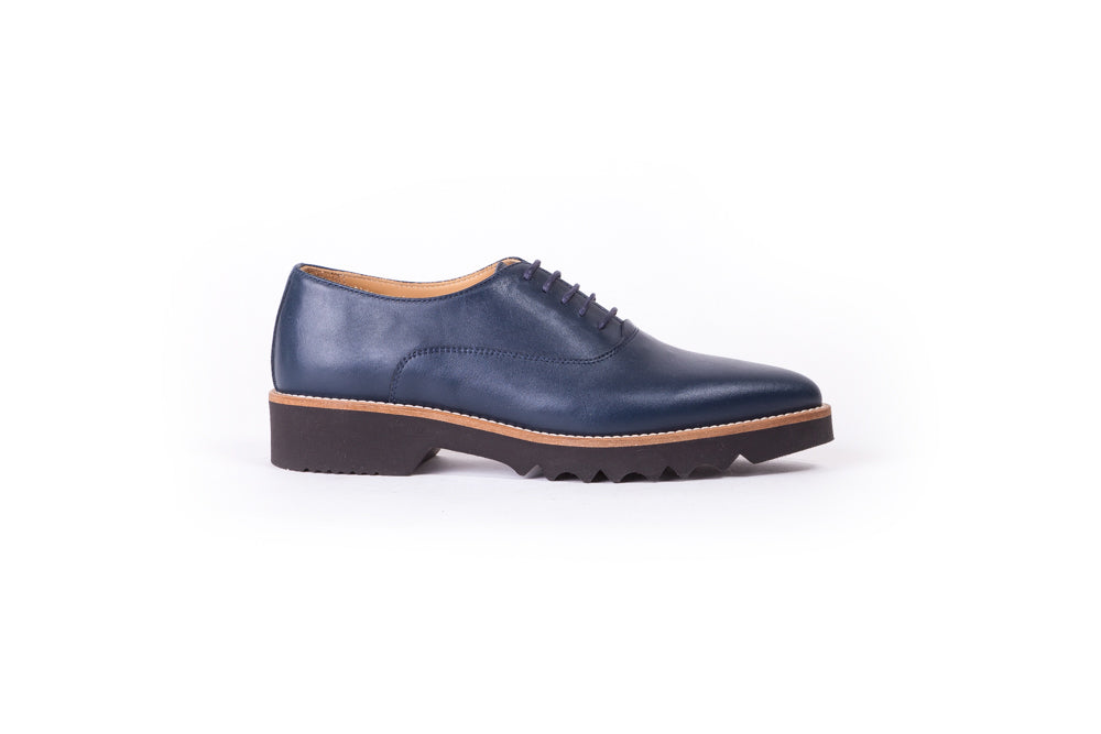 Womens Lace up Dark Blue Tan on Black  sole EX 303