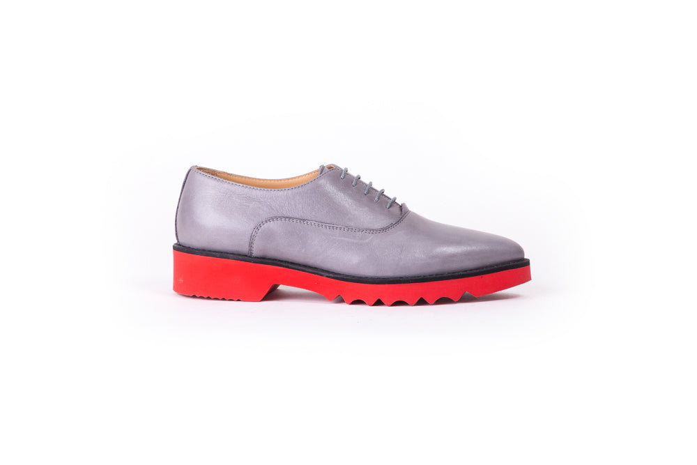Womens Lace up Grey Nabuk  &  Red ob Black sole