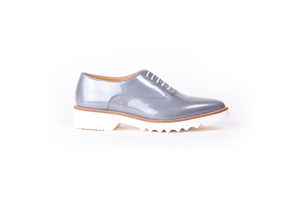 Womens Lace up Pastel Grey Tan on White sole EX 318