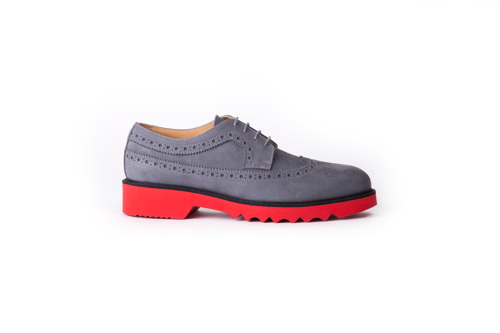 Mens Tassell loafer Grey Red on Black sole
