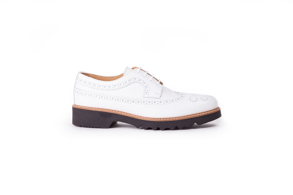 Womens Lace up Patent Mauve - Tan on white  sole