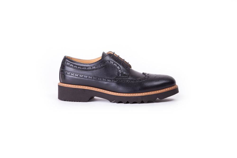 Womens Brouge Wingti Dark Blue Tan Brown sole EX-344
