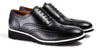 Men's Black & White Accented Brogue Wingtip on Black Wedge sole (LX-30)