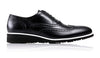 Men's Black & White Accented Brogue Wingtip on Black Wedge sole (LX-30)