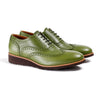 Men's Green & Tan Accented Brogue Wingtip on Brown Wedge Sole (EX-128)