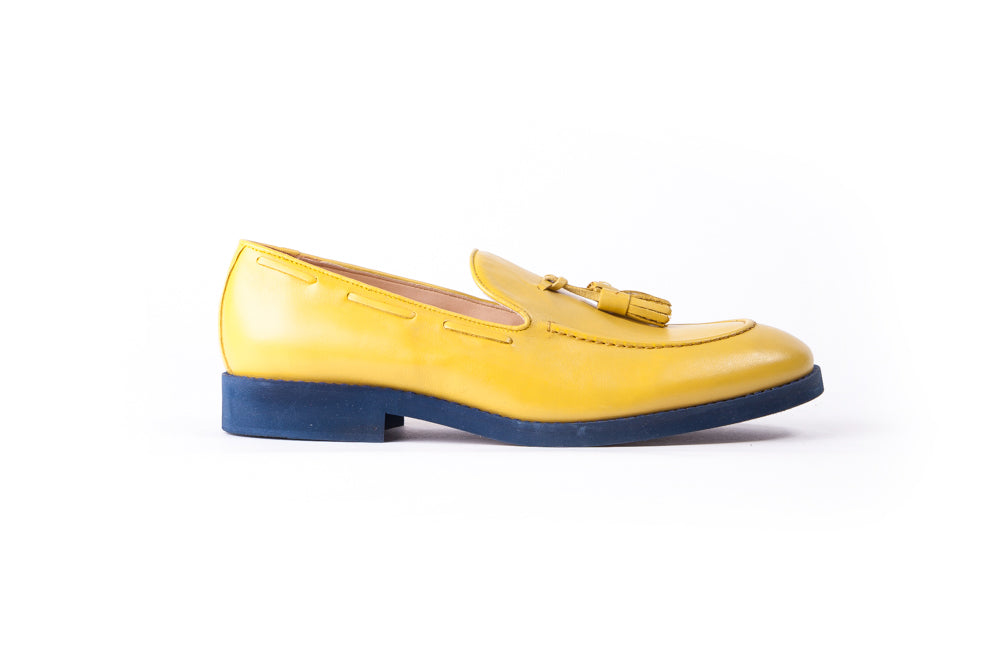 Men's Yellow & Blue Tassel Loafer ( EX-143)