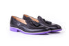 Men's Black & Grey Accented Tassel Loafer with Purple Sole ( EX-149)