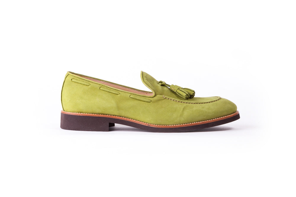 Men's Green & Tan Accented Tassel Loafer with Brown Sole (EX-163)
