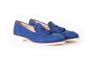 Men's Royal Blue & Tan Accented Tassel Loafer with Beige Sole (EX164)