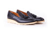 Men's Black & Beige Accented Tassel Loafer with Beige Wedge Sole (EX-166)