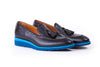 Men's Black & Blue Accented Tassel Loafer with Blue Wedge Sole (EX167)