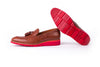 Men's Tan & Tan Accented Tassel Loafer with Rossa Red Wedge sole - (EX-172)