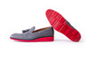 Men's Grey & Black Accented Tassel Loafer with Red Wedge Heel ( EX-212)