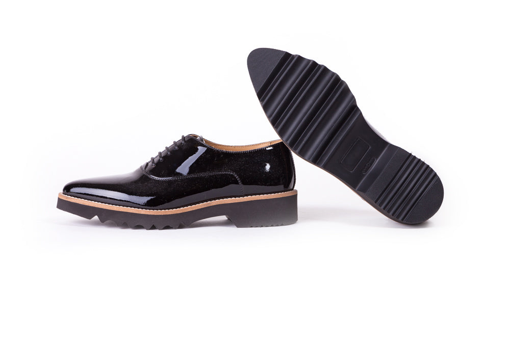 Lace Up Ladies Black Patent Leather Dress Shoes Women's Black Patent Lace Up With Black Sole EX-308 (2017) Kabaccha Lace Up Ladies Black Patent Leather Dress Shoes Women's Black Patent Lace Up With Black Sole EX-308 (2017) Kabaccha